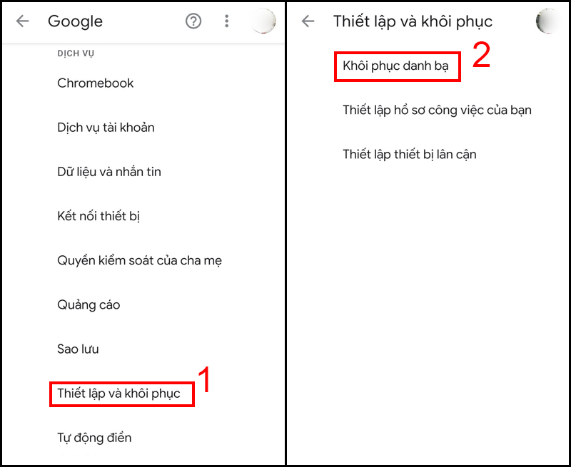 Cách lấy lại danh bạ trên điện thoại Android bằng tài khoản Google